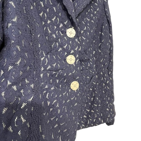 Kay Unger New York Blue Lace 3 Button Blazer Jacket 6 - Picture 7 of 8